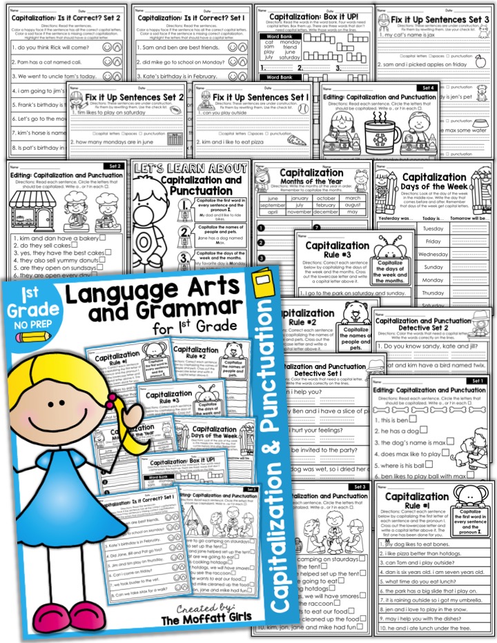 Capitalization and Punctuation- 1st Grade Language Arts and Grammar