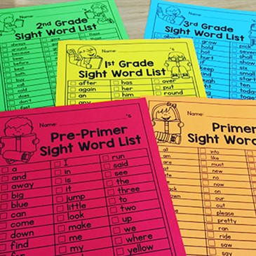 Free Sight Word Lists! Build confidence in reading by building fluency with sight words!