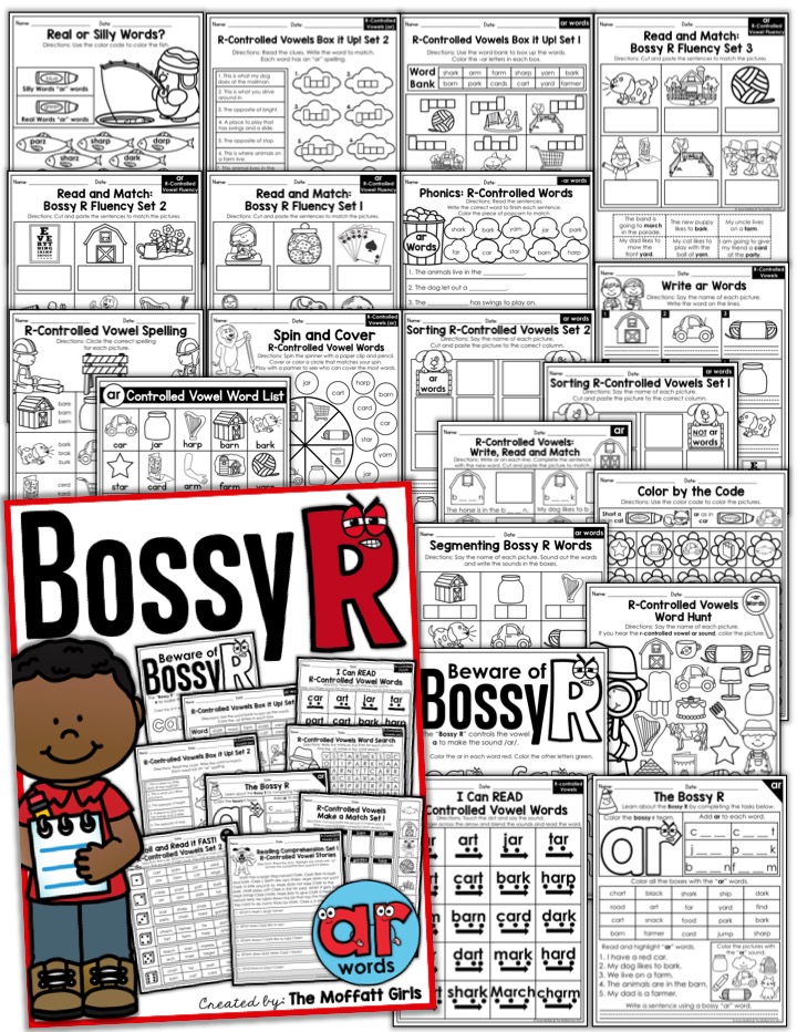 Bossy R words can be tricky for beginning readers to learn. These NO PREP packets teach r-controlled vowels in a variety of ways!