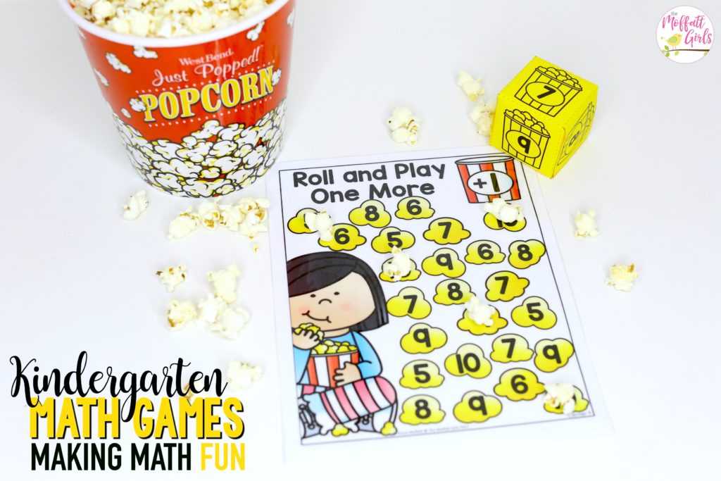 Roll and Play One More- Roll a die and choose which numbers come before and after the number that you roll. Such a fun math game for Kindergarten!