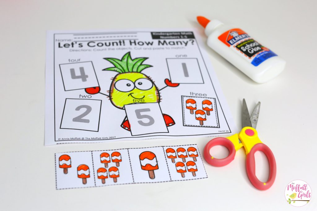 Let's Count! How Many? Cut and paste activity for Kindergarten to practice numbers 1-10.