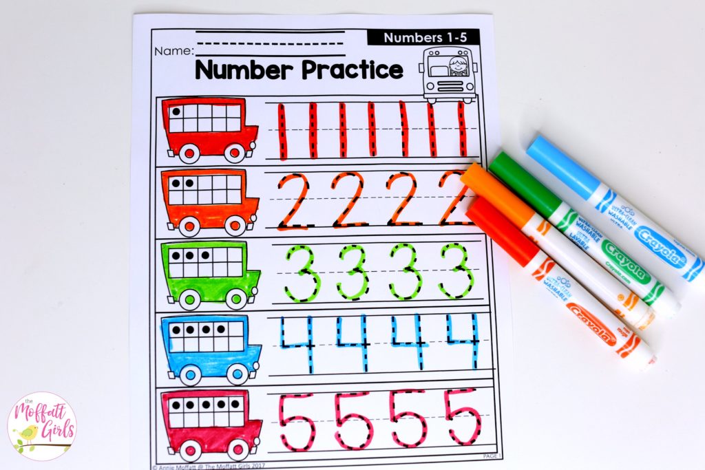 Number tracing practice page- fun Kindergarten activities to help students master numbers 1-10!