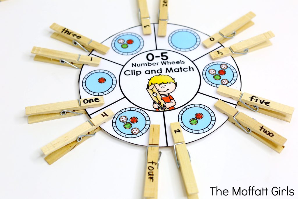 Number Wheels- Count and match a clip. Kindergarten math made fun!