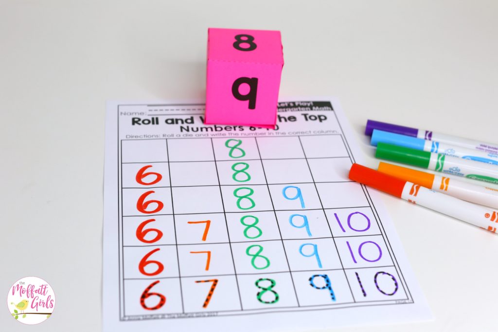 Roll and Write a number- fun Kindergarten activities to help students master numbers 1-10!