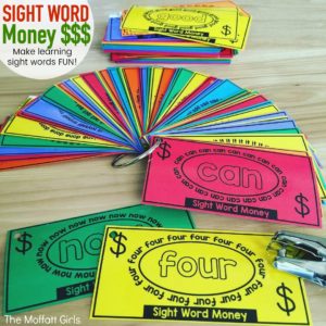How to make sight words fun with sight word money
