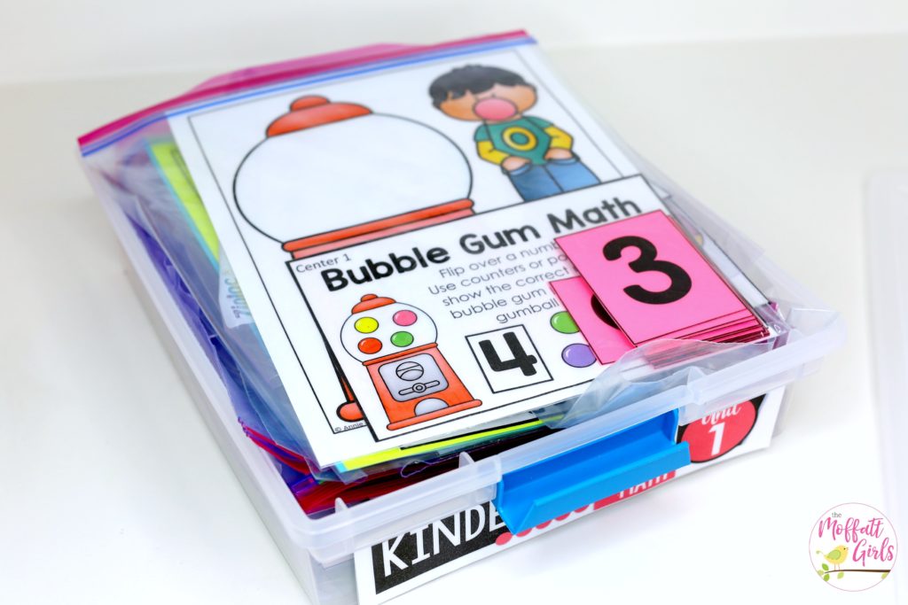 Simple way to organize math centers and materials for Kindergarten!