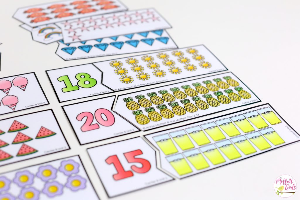 Number Puzzles- Count and match the teen numbers. Fun math center for Kindergarten!