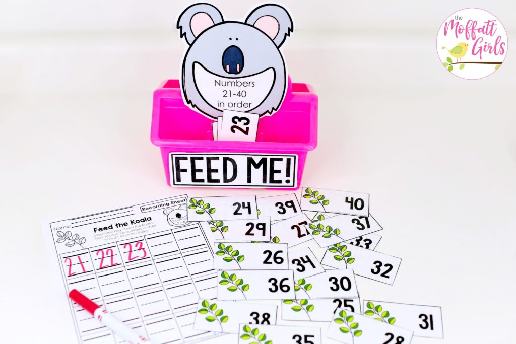 Feed Me Numbers- Counting to 100 with fun hands-on math centers for Kindergarten! Teach skip counting by tens, number order, number recognition and more!