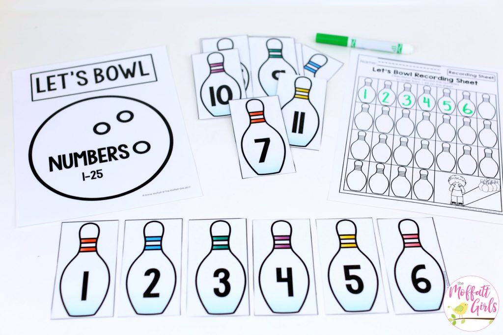 Let's Bowl for Numbers- Counting to 100 with fun hands-on math centers for Kindergarten! Teach skip counting by tens, number order, number recognition and more!