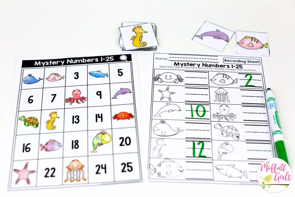 Mystery Numbers 1-100: Counting to 100 with fun hands-on math centers for Kindergarten! Teach skip counting by tens, number order, number recognition and more!
