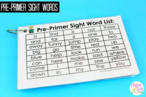 Sight Word Fluency, Sight Words, Pre-Primer Sight Words, Preschool, Kindergarten, First Grade