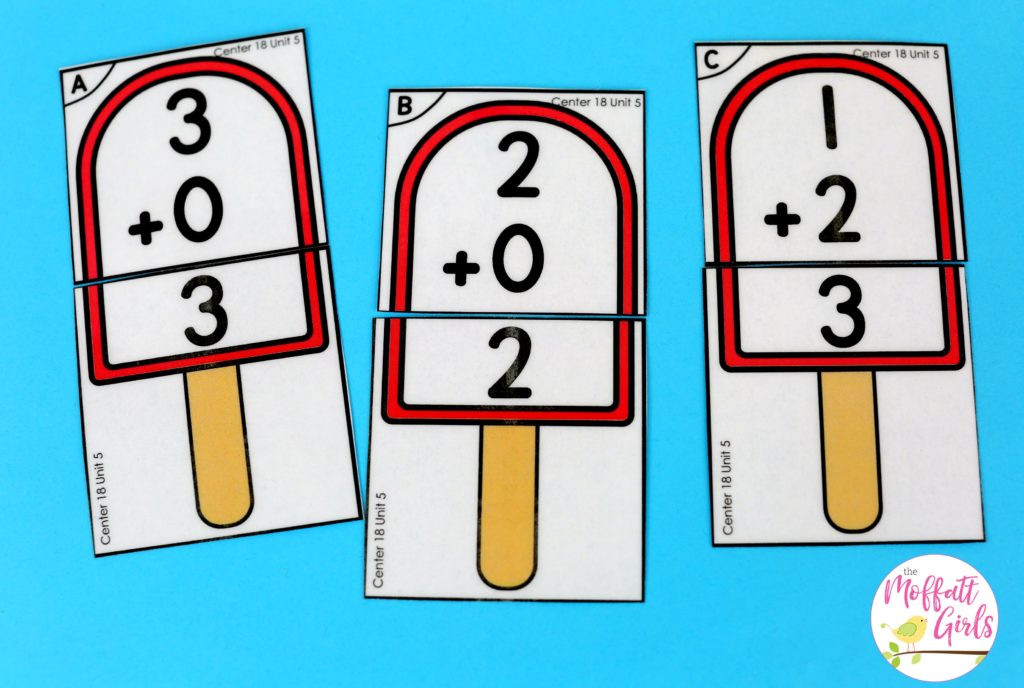 Addition Popsicles- fun math center! Plus, MORE hands-on addition math centers for Kindergarten! Teach basic addition in a variety of ways that help students build math skills.