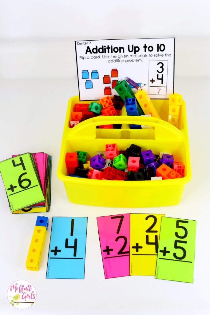 Addition Up to 10. Plus, MORE hands-on addition math centers for Kindergarten! Teach basic addition in a variety of ways that help students build math skills.