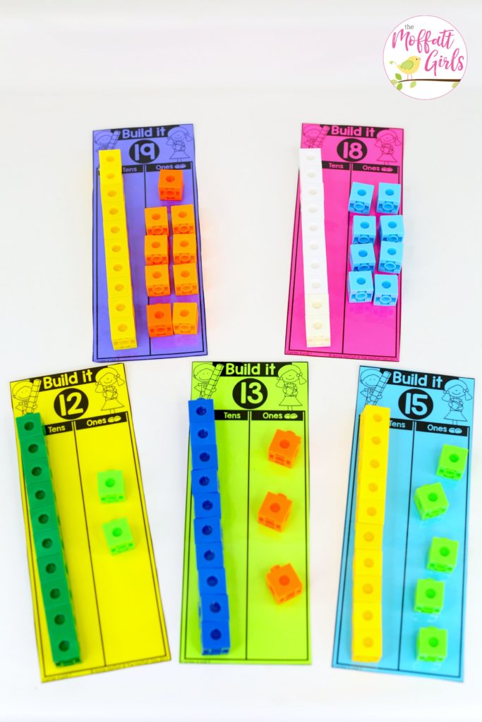 Build It- such a fun place value math center to teach tens and ones! Teach base ten math with these hands-on math centers for Kindergarten!