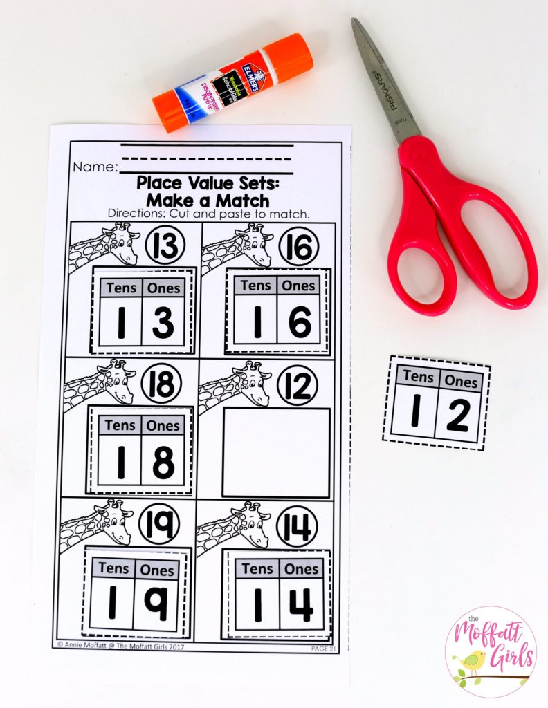 NO PREP Practice worksheets and centers to teach tens and ones! Teach base ten math with these hands-on math centers for Kindergarten!