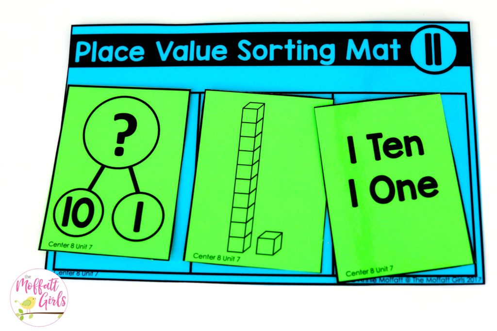 Place Value Sorting- a fun place value math center to teach tens and ones! Teach base ten math with these hands-on math centers for Kindergarten!