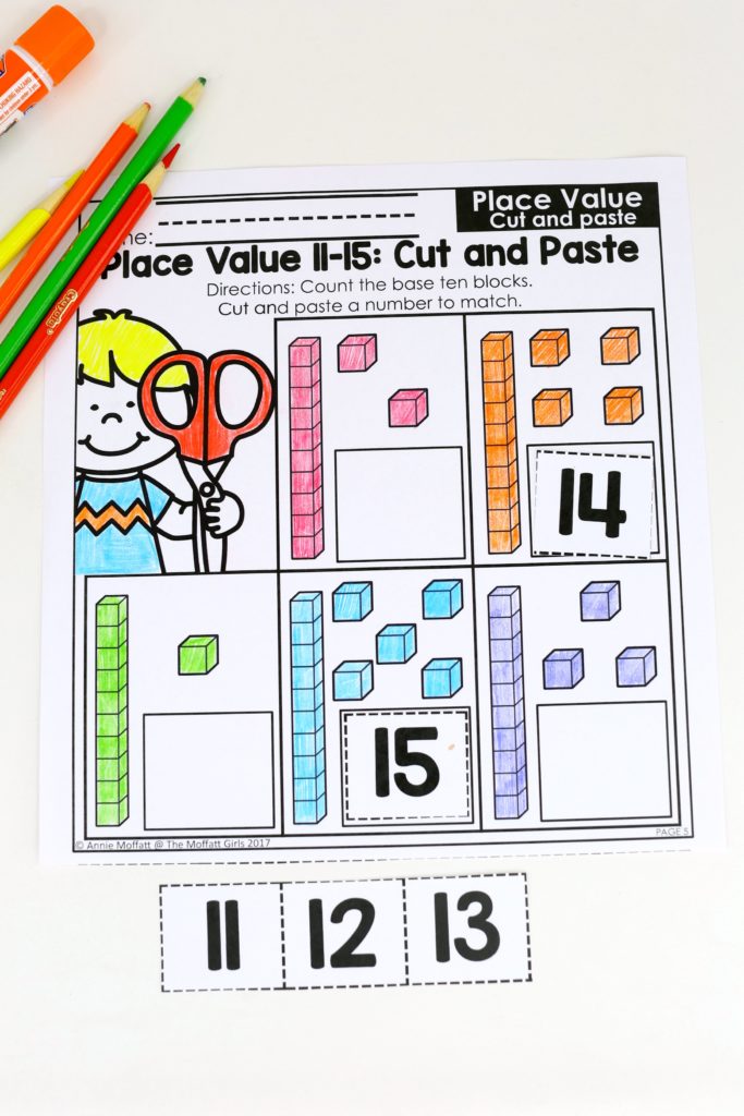 NO PREP Practice worksheets and centers to teach tens and ones! Teach base ten math with these hands-on math centers for Kindergarten!