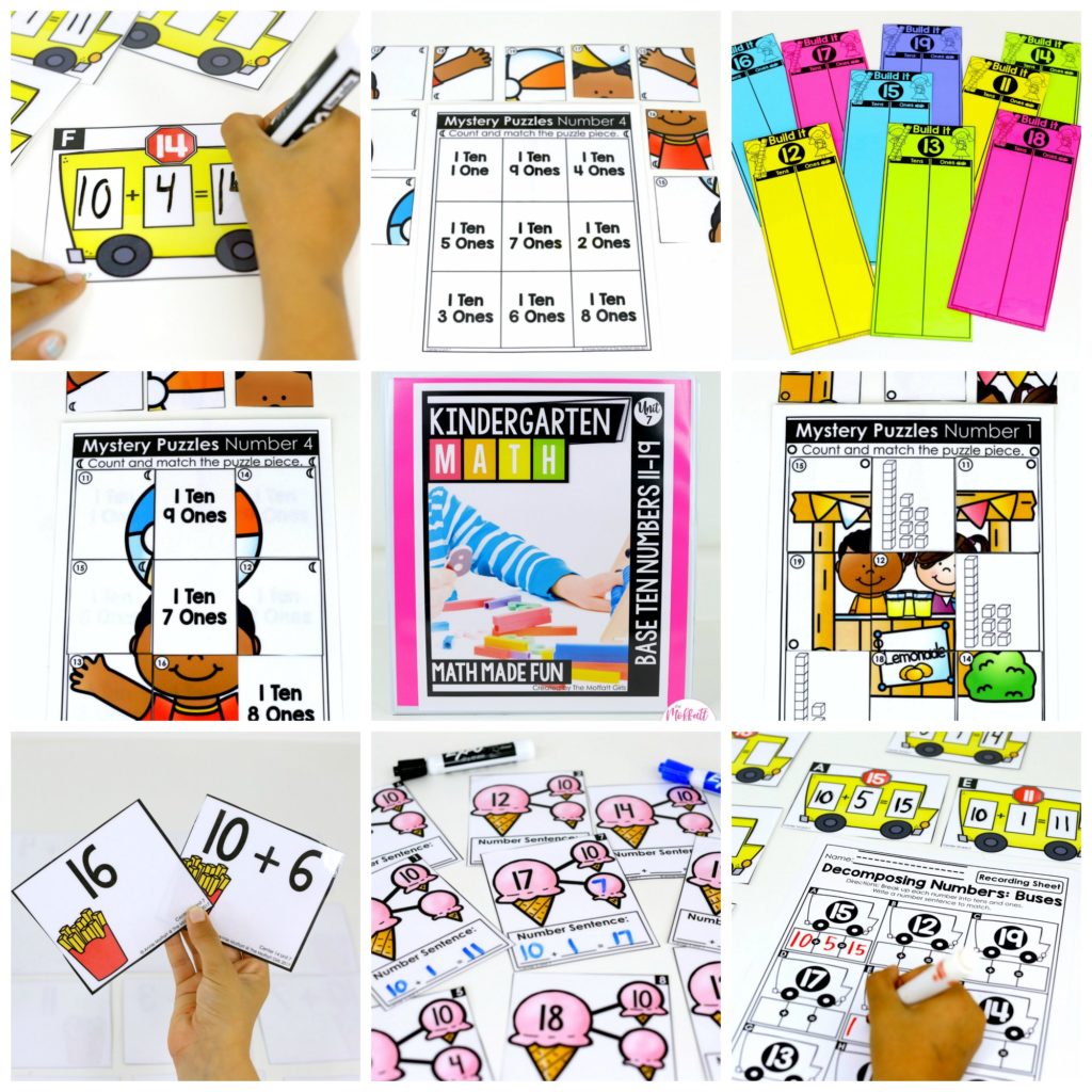 Place Value made fun! Teach base ten math with these hands-on math centers for Kindergarten!