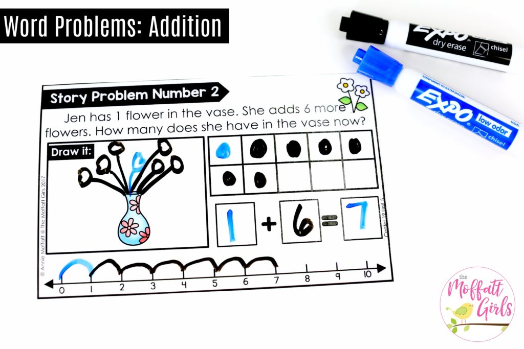 Addition Word Problems! Plus, MORE hands-on addition math centers for Kindergarten! Teach basic addition in a variety of ways that help students build math skills.