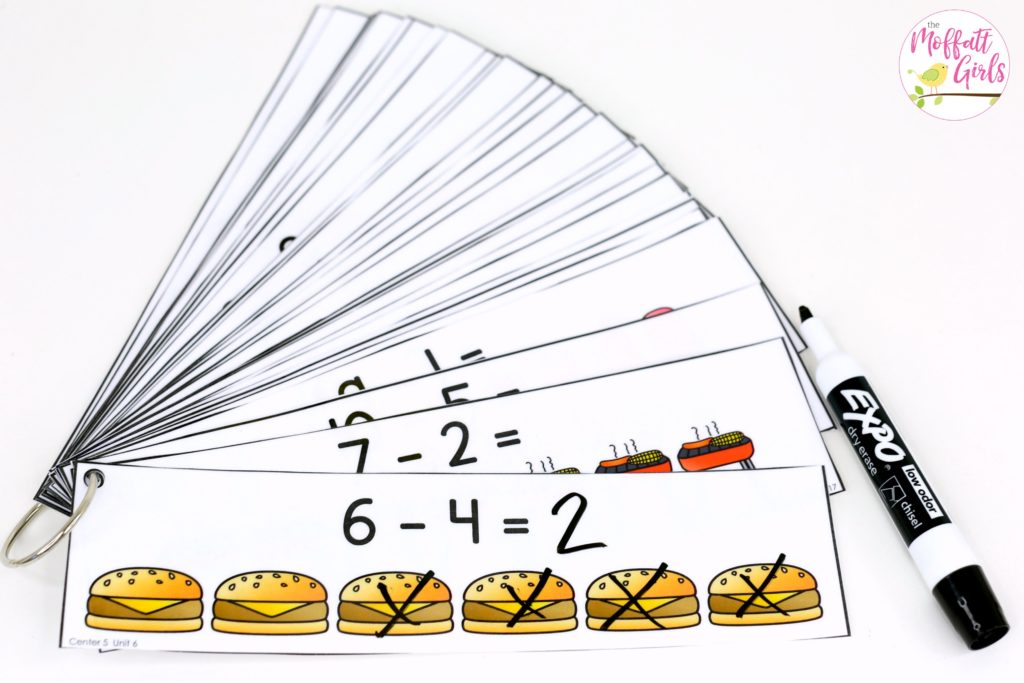 Cross-It-Off Subtraction- Math Made Fun for Kindergarten! Teach subtraction up to 10 in Kindergarten fun, hands-on ways! Fun math centers and printable games included!