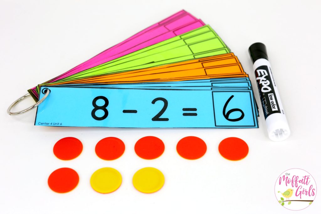 Subtraction Flash Cards- Math Made Fun for Kindergarten! Teach subtraction up to 10 in Kindergarten fun, hands-on ways! Fun math centers and printable games included!