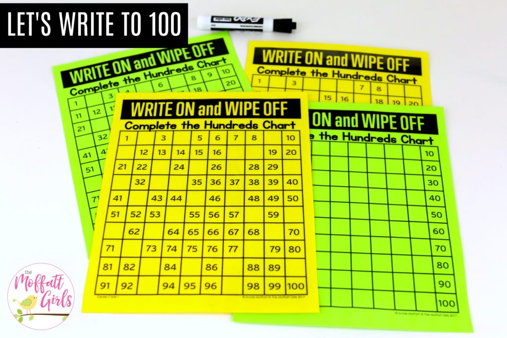 Write on and Wipe off Up to 100: This fun 1st Grade Math activity helps students count numbers up to 120 in a hands-on way!