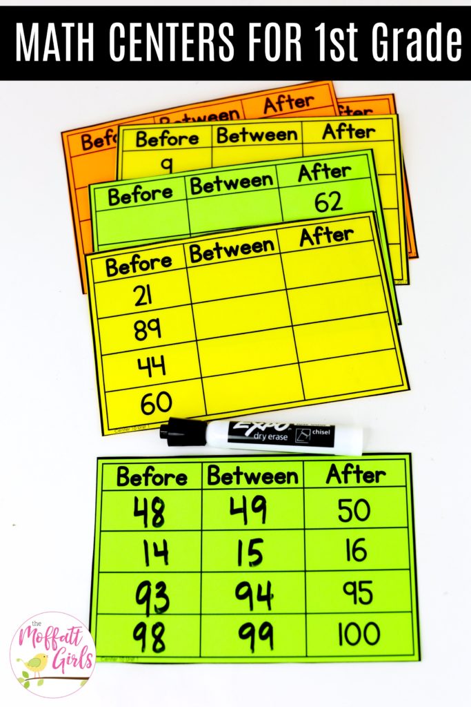 Before, Between and After: This fun 1st Grade Math activity helps students count numbers up to 120 in a hands-on way! 