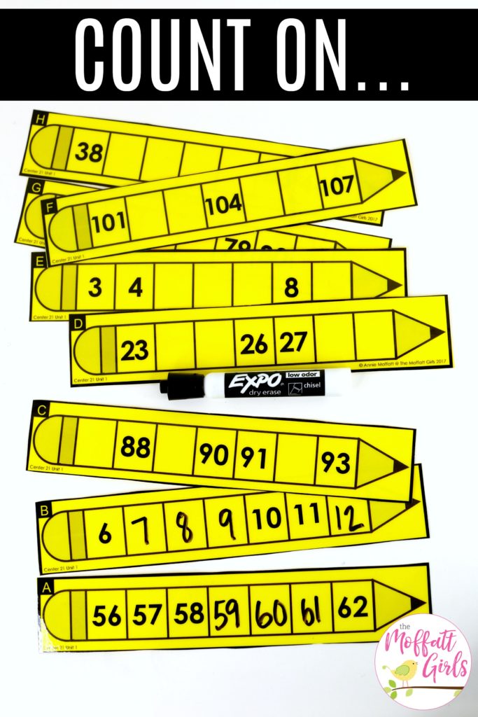 Big Pencil Number Order Set 1: This fun 1st Grade Math activity helps students count numbers up to 120 in a hands-on way! 