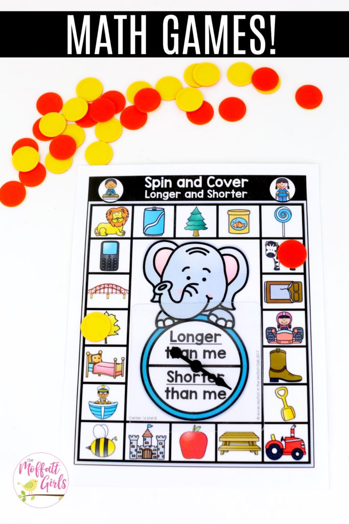 Spin and Cover Length: This fun Kindergarten Math activity helps students measure items and analyze data in a hands-on way!