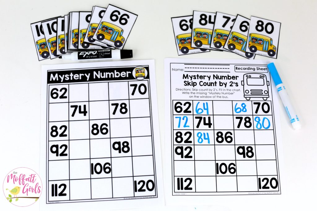 Mystery Numbers (Skip Count by 2s from 62-120): This fun 1st Grade Math activity helps students count numbers up to 120 in a hands-on way!