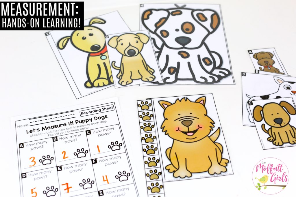 Let's Measure it! Puppy Dogs: This fun Kindergarten Math activity helps students measure items and analyze data in a hands-on way!