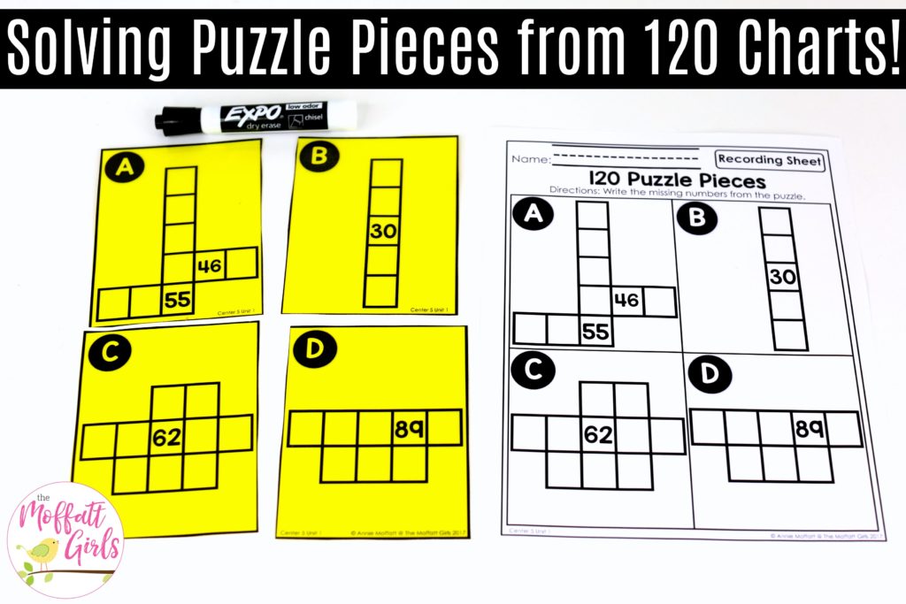 120 Puzzle Pieces: This fun 1st Grade Math activity helps students count numbers up to 120 in a hands-on way!