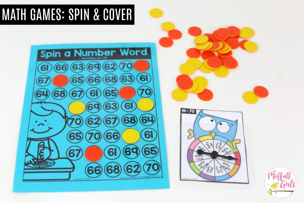 Spin and Cover: This fun 1st Grade Math activity helps students count numbers up to 120 in a hands-on way! 