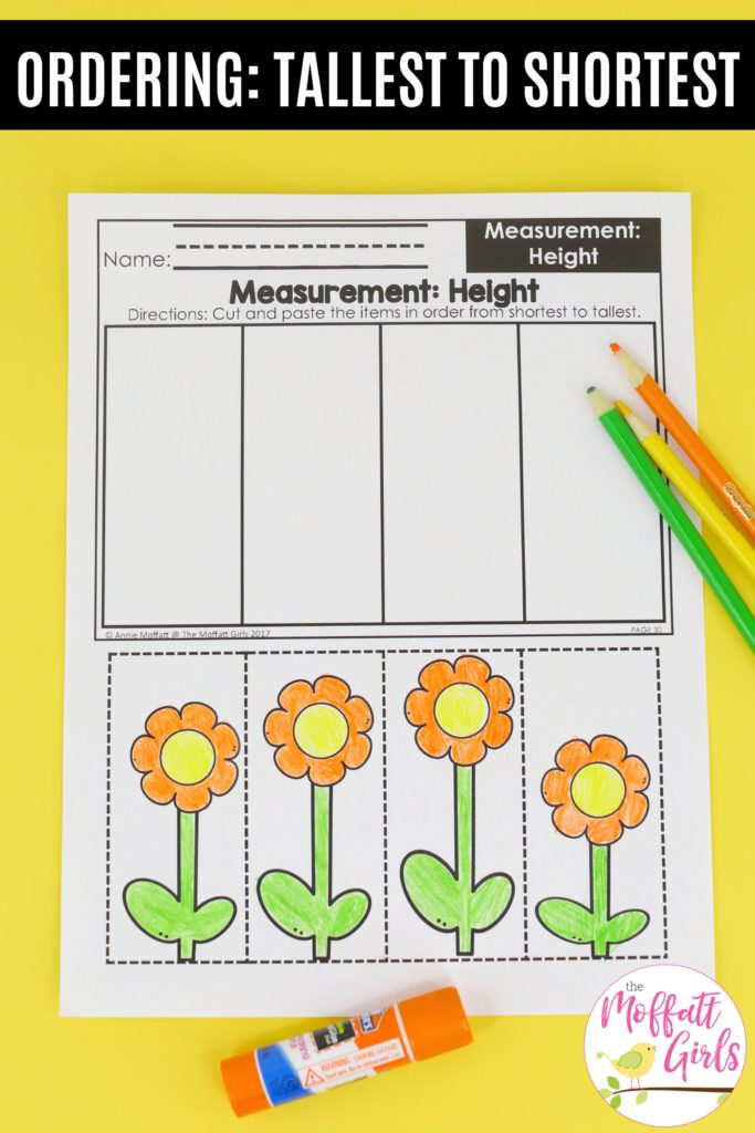 These fun Kindergarten Math NO PREP pages help students measure items and analyze data in a hands-on way!