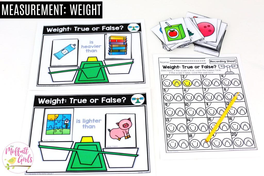 Weight- True or False: This fun Kindergarten Math activity helps students measure items and analyze data in a hands-on way!