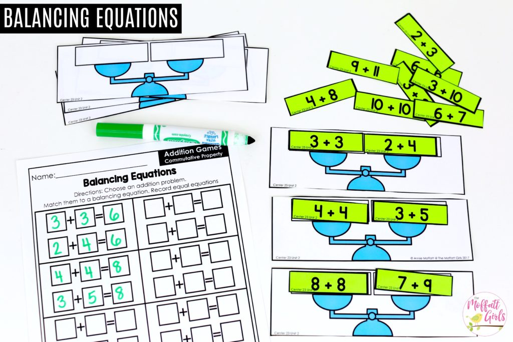 Balancing Equations: This fun 1st Grade Math activity helps students practice addition in a hands-on way!