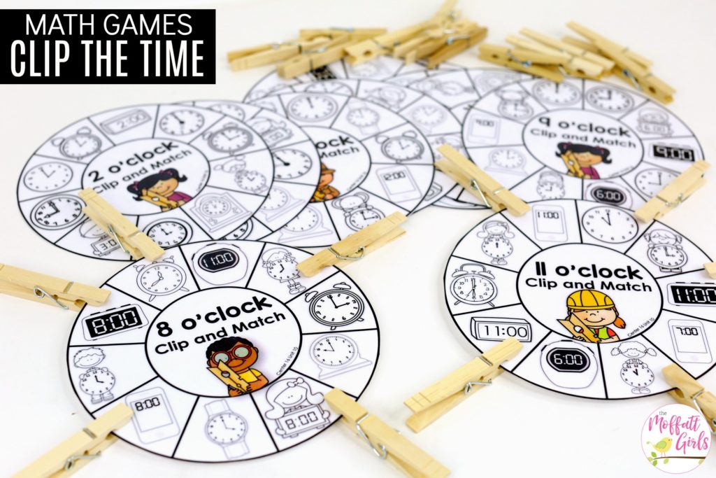 Clock Wheels- Clip and Match: This fun Kindergarten Math activity helps students tell time in a hands-on way!