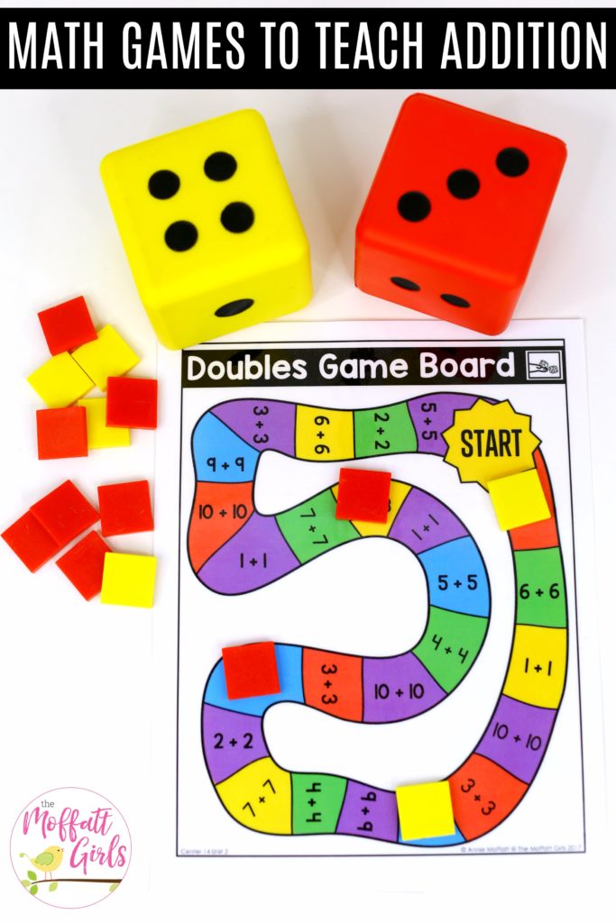 Doubles Board Games: This fun 1st Grade Math activity helps students practice addition in a hands-on way!