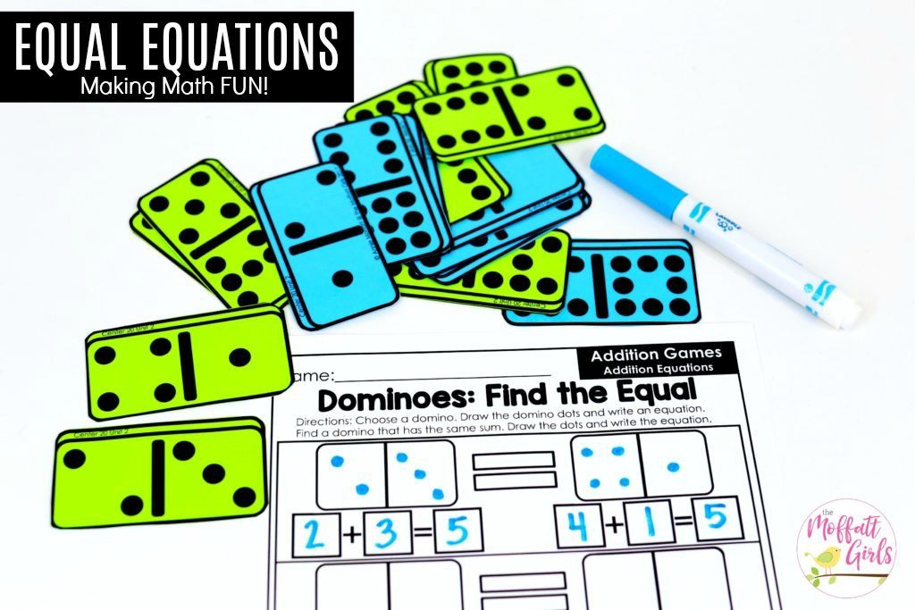 Dominoes- Find the Equal: This fun 1st Grade Math activity helps students practice addition in a hands-on way!