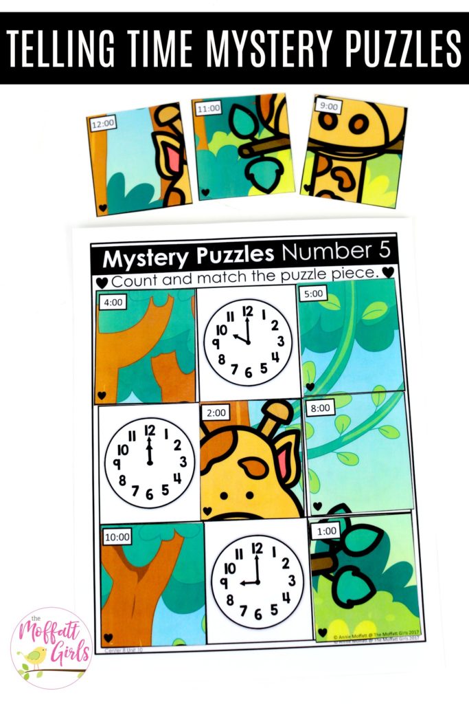 Mystery Puzzles: This fun Kindergarten Math activity helps students tell time in a hands-on way!