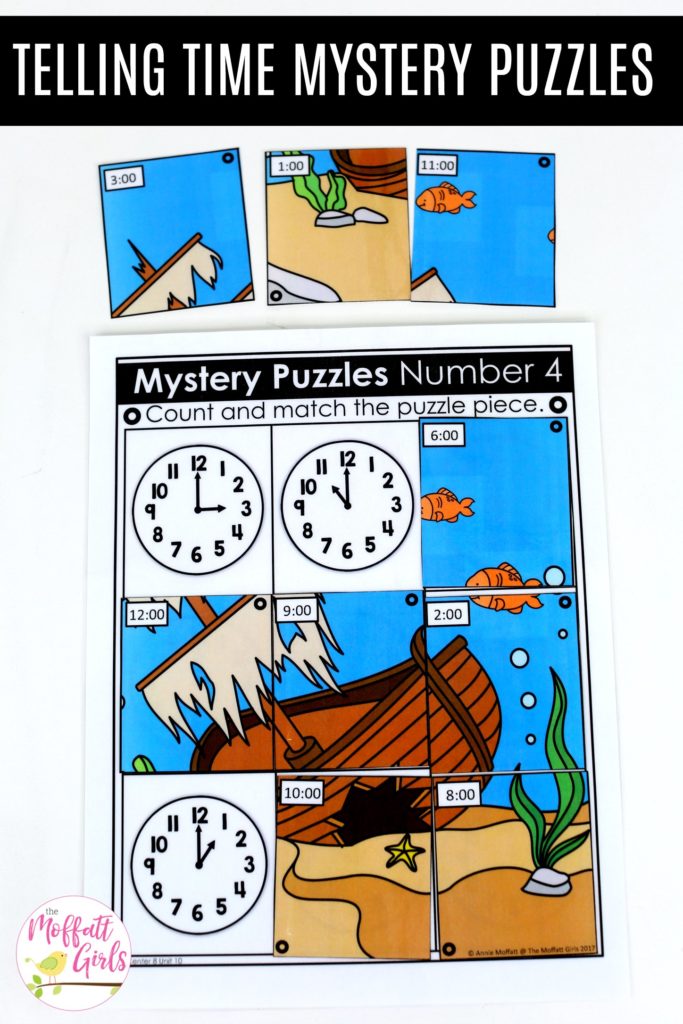 Mystery Puzzles: This fun Kindergarten Math activity helps students tell time in a hands-on way!