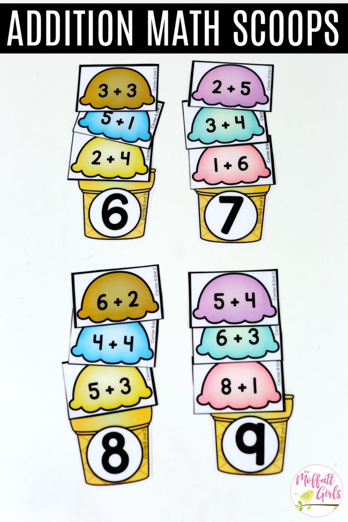 Ice Cream Sums: This fun 1st Grade Math activity helps students practice addition in a hands-on way!