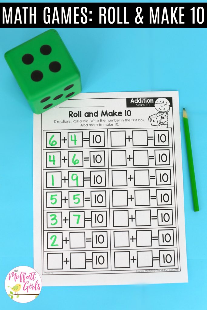 Math Made Fun for 1st Grade! Teach addition up to 20 in 1st Grade fun, hands-on ways! Fun math centers and printable games included!