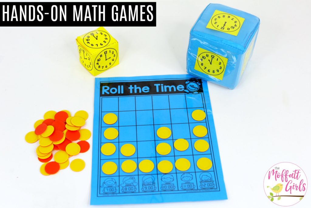 Roll the Time: This fun Kindergarten Math activity helps students tell time in a hands-on way!