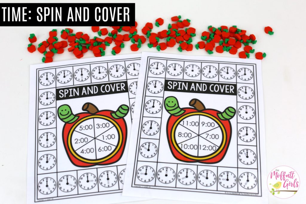 Spin and Cover: This fun Kindergarten Math activity helps students tell time in a hands-on way!