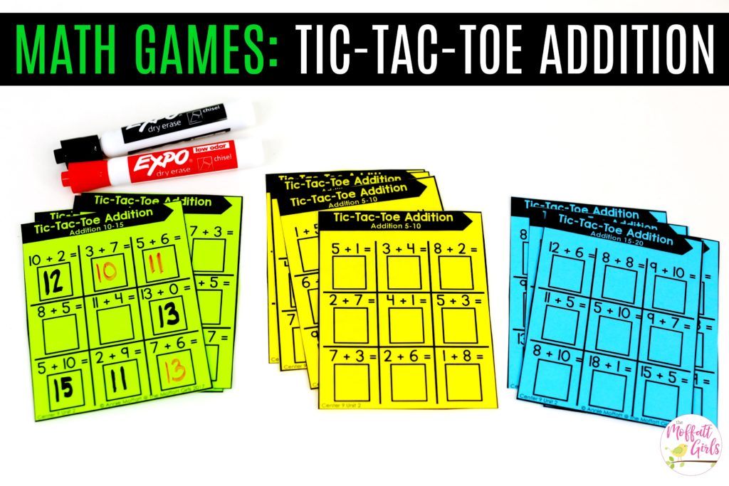 Tic-Tac-Toe Addition: This fun 1st Grade Math activity helps students practice addition in a hands-on way!