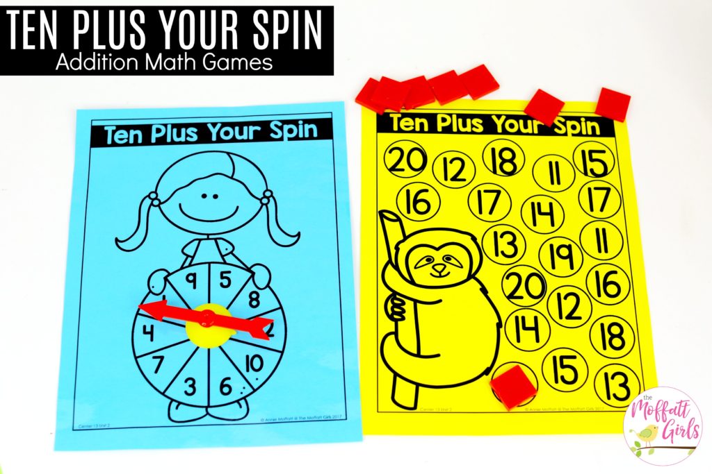 10 Plus Your Spin: This fun 1st Grade Math activity helps students practice addition in a hands-on way!