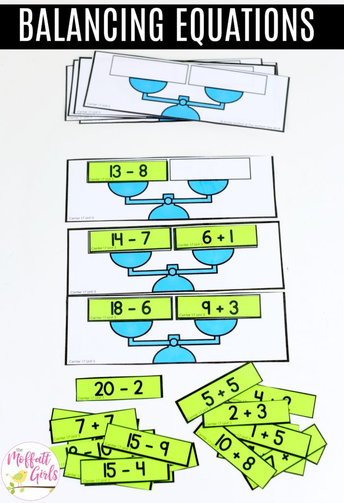 Balancing Equations: This fun 1st Grade Math activity helps students practice subtraction in a hands-on way!