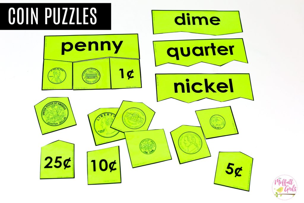 Coin Puzzles 2: This fun Kindergarten Math activity helps students identify and count money in a hands-on way!