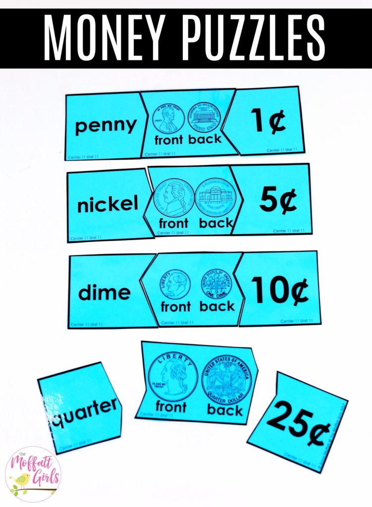 Coin Puzzles 1: This fun Kindergarten Math activity helps students identify and count money in a hands-on way!